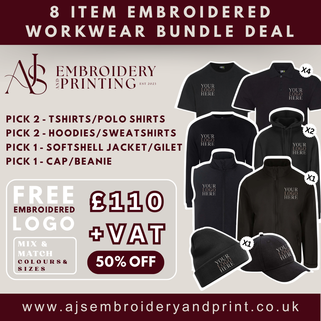 8 ITEM EMBROIDERED WORKWEAR BUNDLE DEAL – AJS Embroidery and Printing